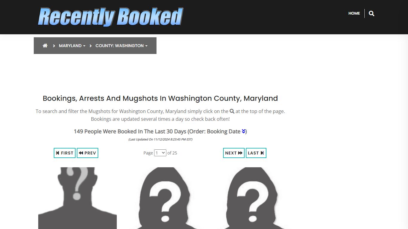 Bookings, Arrests and Mugshots in Washington County, Maryland