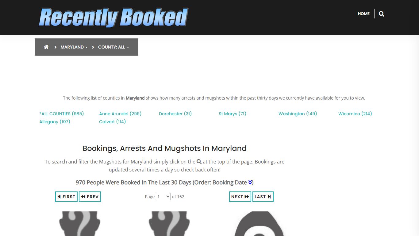 Bookings, Arrests and Mugshots in Maryland - Recently Booked